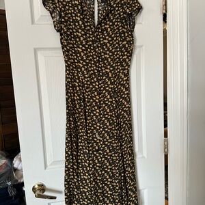 Reformation Black and Yellow Floral Maxi Dress